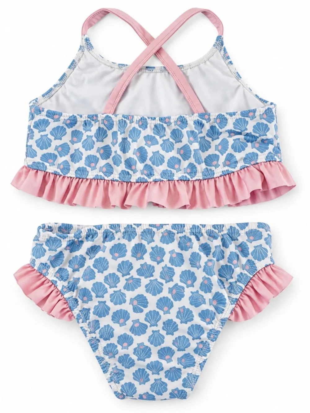 James & Lottie Girls Blue Seashell Ruffle Bikini Size 8 or size 7